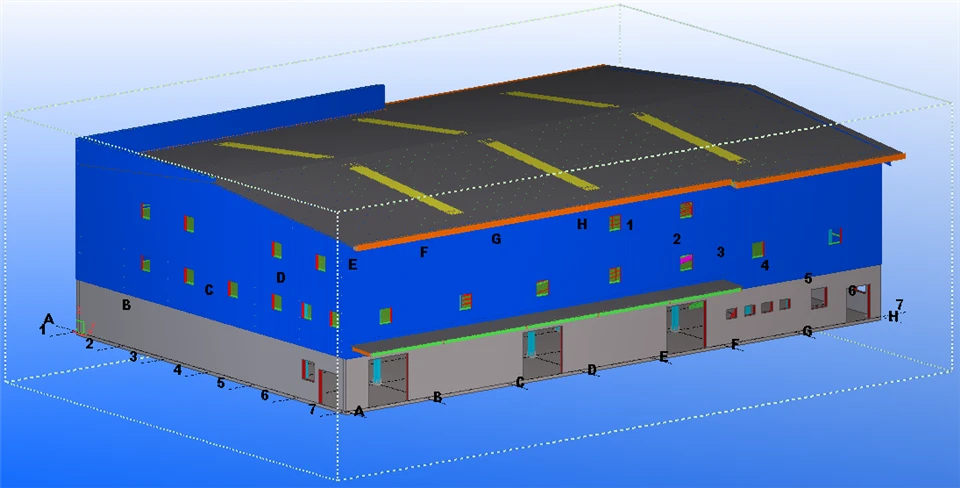 Steel Structure Analysis For Le-Tigre Warehouse Project in New Caledonia(partial) factory